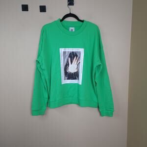 ZGY Denim Green Graphic Crewneck Sweatshirt Size L